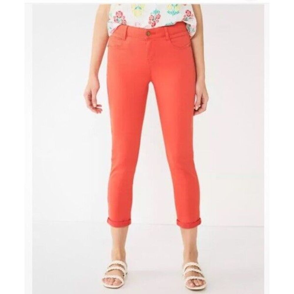 Draper‎ James RSVP  Women's Roll Cuff Skinny Jeans Size 10 Tomato
